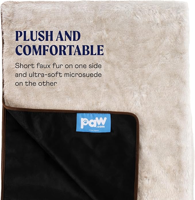 PAW BRANDS PupProtector Waterproof Throw Blanket, White/Brown, 60x50 | Waterproof, machine washable — protects couches, beds & car seats - Image 4