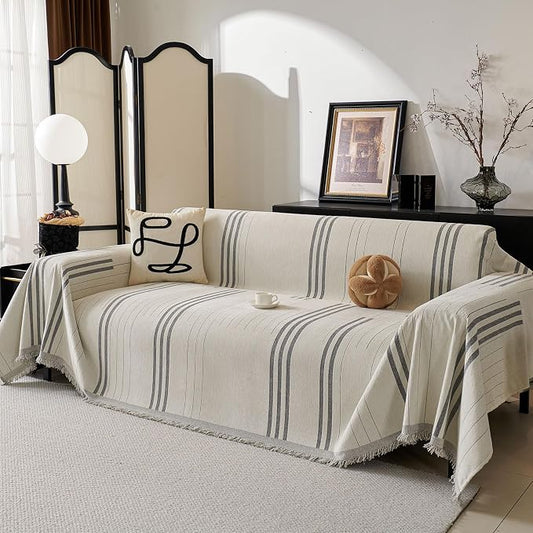 Boho Couch Covers for Sofa Washable Sofa Covers for 3 Cushion Couch Soft Non Slip Couch Covers for Sectional Sofa Dog Pet Furniture Protector (Light Gray, 71"*134") by Unknown