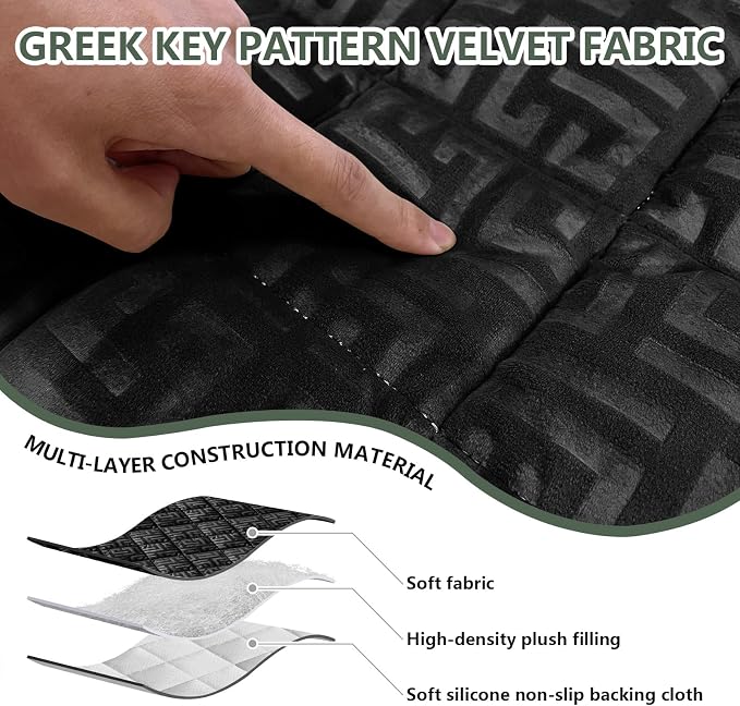 Paw Cart Couch Cover Caravan Quilted Sofa Topper Greek Key Pattern Washable Non Slip Soft Pet Protector for Any Type of Couch (Black,W 59“ x D 28” 1 Piece) - Image 5