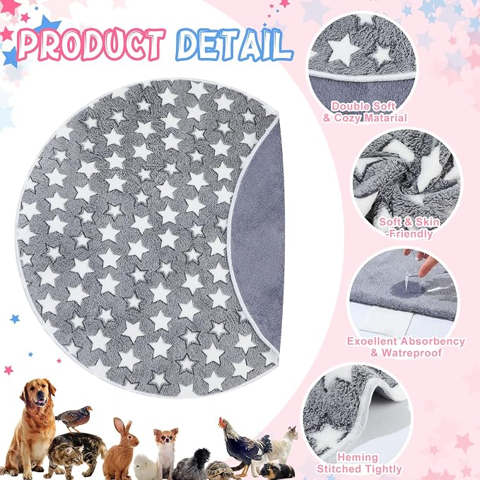 Hahafelt 4 Pcs Round Whelping Pee Pads Washable for Dogs Waterproof Pet Training Mats Reusable Puppy Whelping Pads Non Slip Cat Dog Bed Mat for Crate Kennel(Large Star,36 Inches) - Image 3