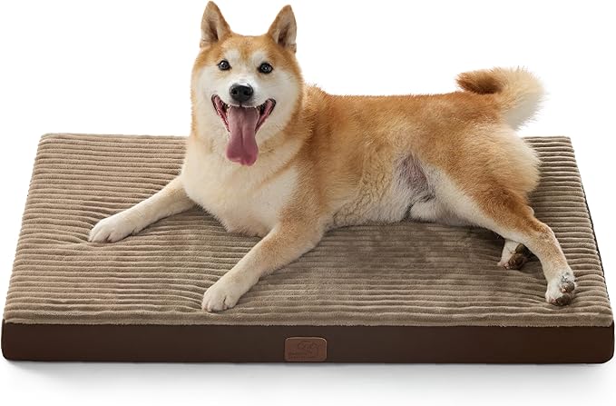 Bedsure ComfyFleece Large Dog Bed for Crate with Washable Cover, 35x22 | Orthopedic Egg Crate Foam Pet Mat,Removable Cover, Nonslip Bottom,Not Waterproof,Not Chewproof,For Large Breeds up to 40lbs by Unknown