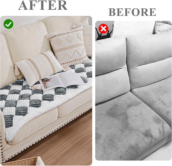 Vaukki Couch Cover for Dogs Washable, Non Slip Dog Sofa Pad Topper, Fuzzy Pet Sofa Cover for 2 Cushion Couch Pet Friendly, Furniture Protector Dog Bed Mat for Large Dogs (27.6''x59.06'', Grey) - Image 6