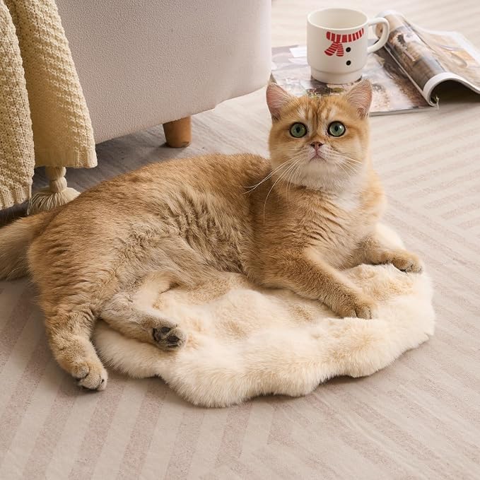 SHENGOCASE Round Faux Rabbit Fur Pet Bed Cushion, 16 inches, Cat Tree Tower Replacement Pad, 4-Pack (Beige) - Image 7