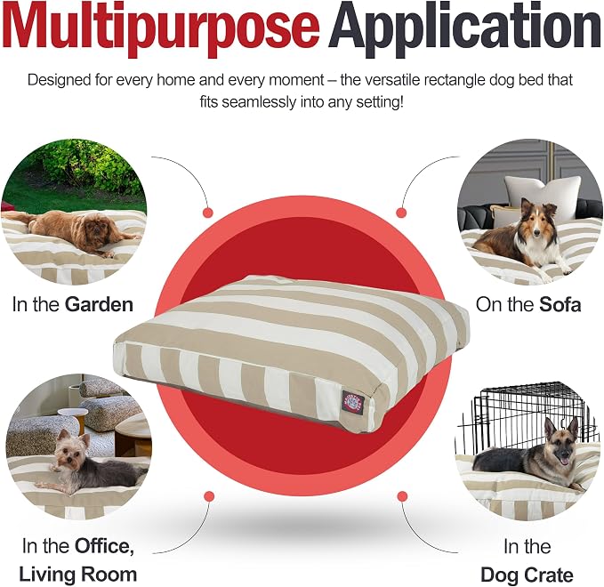 Majestic Pet Rectangle Large Dog Bed Washable – Non Slip Comfy Pet Bed – Dog Crate Bed with Removable Washable Cover – Dog Kennel Bed for Sleeping - Dog Bed Large Breed 44x36x5 Inch – Sand Beige - Image 3
