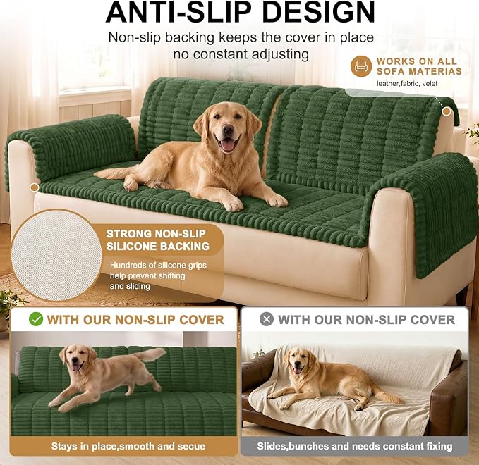 Smiry Couch Cover for Dogs, Non Slip Washable Sofa Protector for Pets | Soft Furniture Cover for Leather & Fabric Couches, Cozy Protect Against Fur, Dirt & Messes, Pet Friendly, 35.4"x35.4" - Image 10