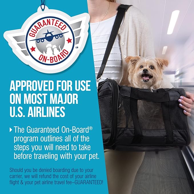 Sherpa Original Deluxe Travel Pet Carrier, Airline Approved & Guaranteed On Board - Black, Small
