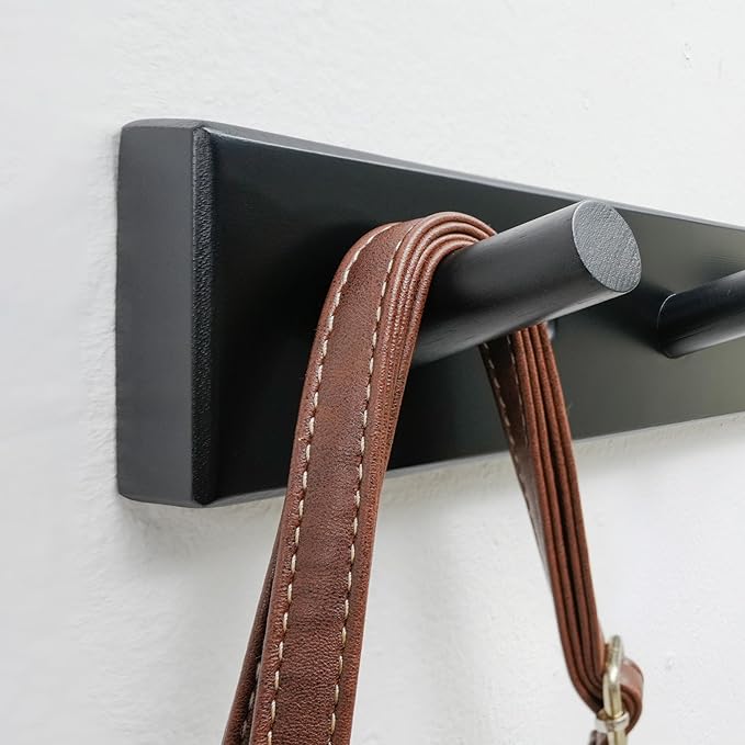 WEBI Coat Rack Wall Mounted,10 Hooks,38" Long Coat Hanger Wall Mount,Bamboo Peg Rail Hat Rack for Wall,Caps,Jacket,Clothes,Black - Image 3