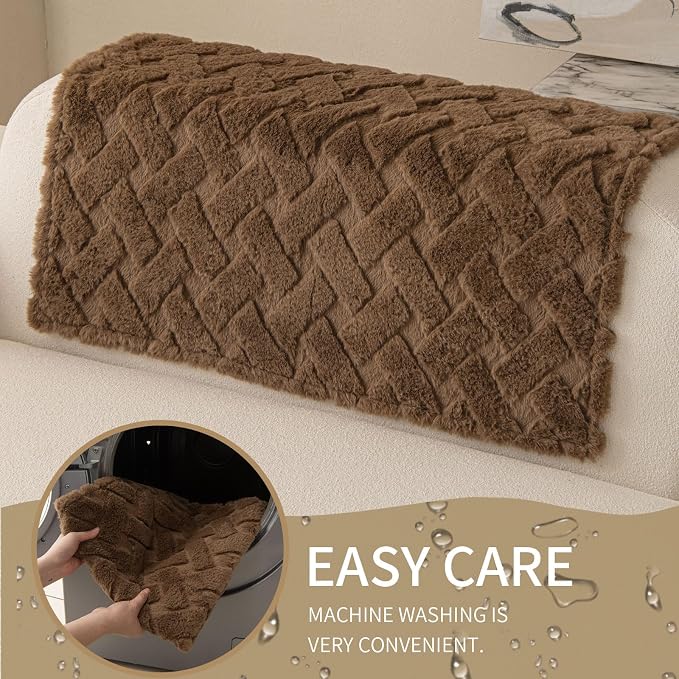 Waterproof Dog Bed Cover Non Slip Couch Cover for Dogs Washable Soft Faux Fur Sofa Cover Couch Covers for 3 Cushion Couch Sofa Pet Friendly (Brown, 22.5x22.5（2pc）) - Image 4