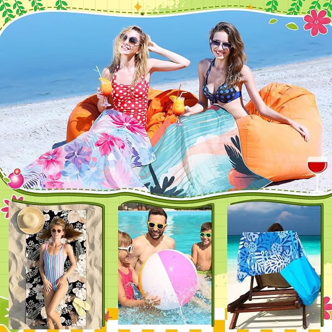 Remagr 24 Pcs Oversized Microfiber Beach Towels Bulk 60"x 28" Extra Large Quick Dry Absorbent Sand Free Towels for Adults, Pool, Travel, Swim, Yoga, Gym (Hawaiian) - Image 5