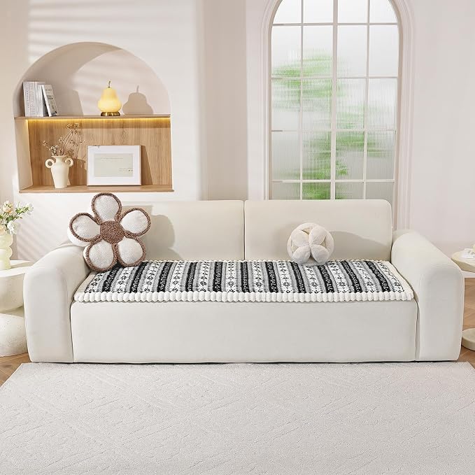VClife Fuzzy Anti-Slip Dog Couch Cover for Christmas, Black, 27.6 x 70.9 | Soft Thick Couch Covers for 3 Cushion Couch Sofa Pet Friendly, Scratch Resistant Sofa Cover Washable Dog Furniture Protector - Image 7