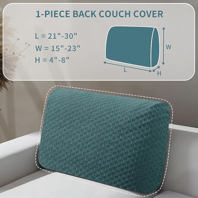 YEMYHOM Couch Cushion Covers for Sofa, Stretch Sectional Back Cushion Covers Washable Thick Furniture Protector Sofa Slipcovers for Pets (1PC Back Couch Cover, Peacock Blue) - Image 2