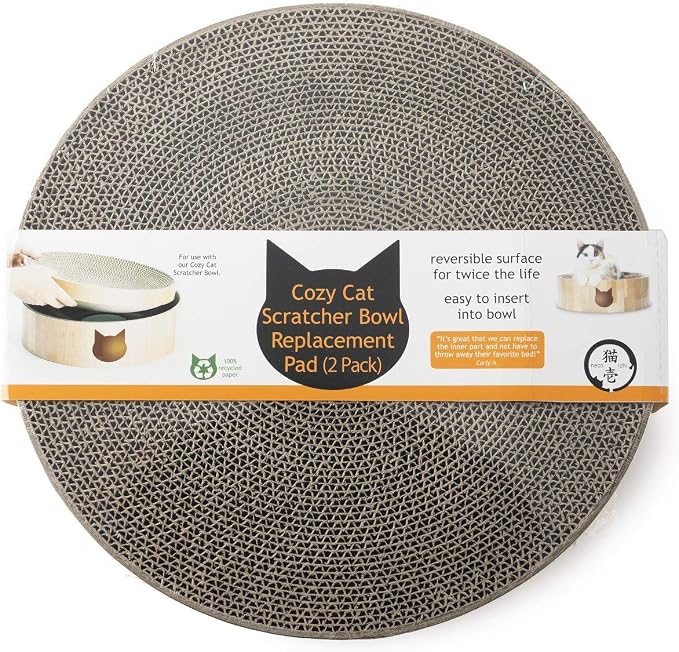 Necoichi Cat Scratcher Bowl Replacement for Indoor Cats - Cat Scratching Lounger with Reversible Usability and Extra Comfort for Lounge, Cardboard Bed Couch / (Regular, Oak) - Image 7