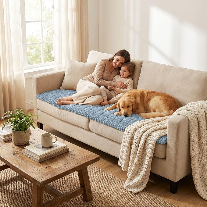 Smiry Couch Cover for Dogs, Non Slip Washable Sofa Protector for Pets | Soft Furniture Cover for Leather & Fabric Couches, Cozy Protect Against Fur, Dirt & Messes, Pet Friendly, 43"x63" - Image 6