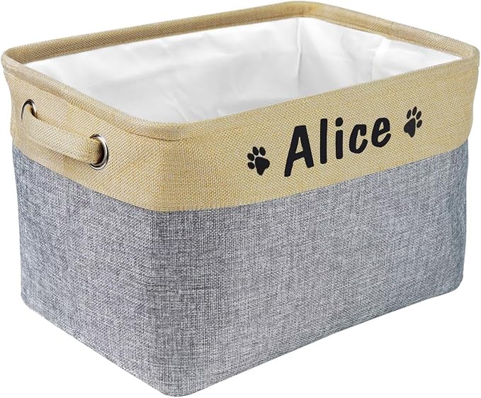 PET ARTIST Collapsible Dog Toy Storage Basket Bin with Personalized Pet's Name - Rectangular Storage Box Chest Organizer for Toys, Clothing, Apparel & Accessories by PETARTIST