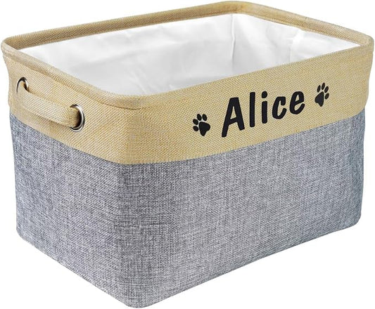 PET ARTIST Collapsible Dog Toy Storage Basket Bin with Personalized Pet's Name - Rectangular Storage Box Chest Organizer for Toys, Clothing, Apparel & Accessories by PETARTIST
