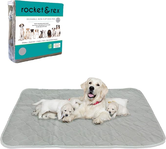 rocket & rex Premium XL Non-Slip Washable Dog Playpen Mat (60"x60") | For whelping, potty training & travel. OEKO-TEX certified, chemical-free. by rocket+%26+rex