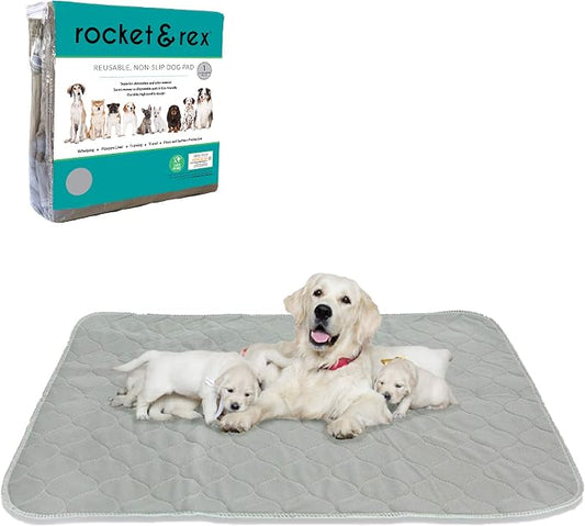 rocket & rex Premium XL Non-Slip Washable Dog Playpen Mat (60"x60") | For whelping, potty training & travel. OEKO-TEX certified, chemical-free. by rocket+%26+rex