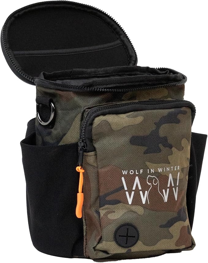 Quickdraw XL Dog Treat Pouch – Multipurpose Training Bag with Waste Bag Dispenser, Phone Pocket, Water Bottle Holders and 3-Way Strap – Durable and Reflective (Orange/Camo) - Image 7