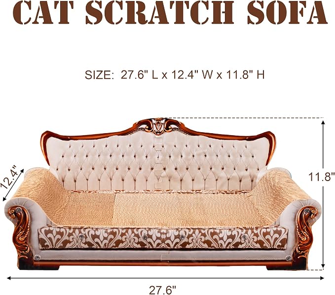 COOZMENT Scratching Sofa, Couch Shaped Thick Scratching Cardboard, Lounge Bed for Indoor Rest&Play, Sofa Scratcher Pad (Silver, 27.6" L X 12.4" W X 11.8" H) - Image 2