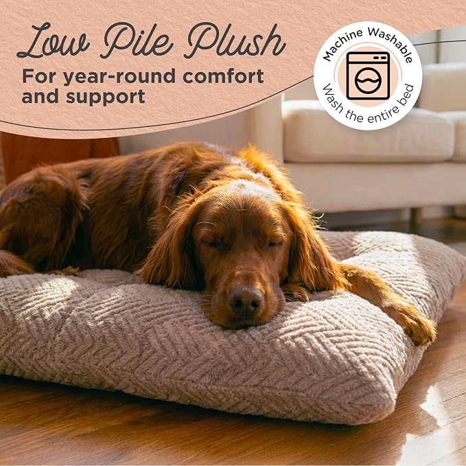 Best Friends by Sheri Comfy Crate Sleeper Mat – Plush Low-Pile Dog Bed, 42" x 28", XL & XXL Crates, Up to 100 lb Dogs, Machine Washable, Cross Section Pattern, Mushroom - Image 4