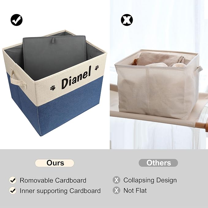 PET ARTIST Large Dog Toy Basket, Custom Toy Bin Box Personalized with Pet's Name, Collapsible Pet Storage Baksets With Handle for Toys,Blankets,Accessories- Navy Blue - Image 6
