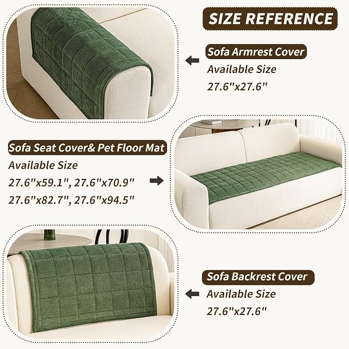Couch Covers for Dogs Washable, 27.6"x82.7" Non Slip Couch Covers for Loveseat Sofa Pet Friendly, Soft Fuzzy Sofa Covers for Pet, Dog Couch Cover Furniture Protector(1PC,Green) - Image 4
