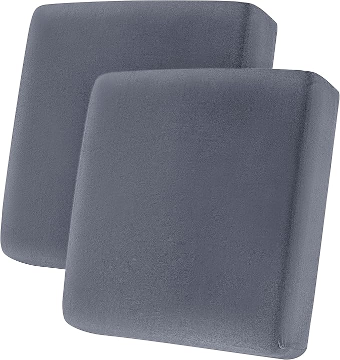 CHUN YI Velvet Couch Cushion Covers, 2PC Water Resistant Loveseat Cushion Covers for 2 Cushion Couch, Individual Seat Cushion Covers Cushion Protector Slipcovers for Pets (2 Pack, Grey) by CHUNYI