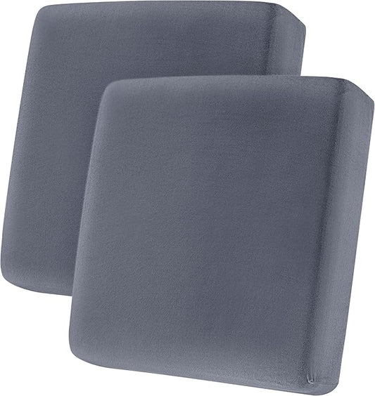 CHUN YI Velvet Couch Cushion Covers, 2PC Water Resistant Loveseat Cushion Covers for 2 Cushion Couch, Individual Seat Cushion Covers Cushion Protector Slipcovers for Pets (2 Pack, Grey) by CHUNYI