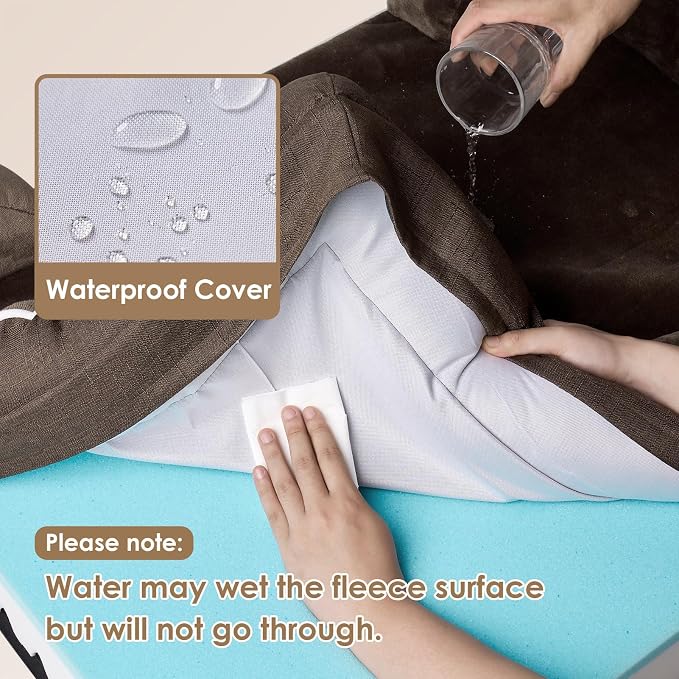 EHEYCIGA Orthopedic Dog Bed Medium Size Dog, Waterproof Washable Pet Beds | Non-Slip Bottom and Egg-Crate Memory Foam Dog Couch Bed with Washable Removable Cover, Brown - Image 3