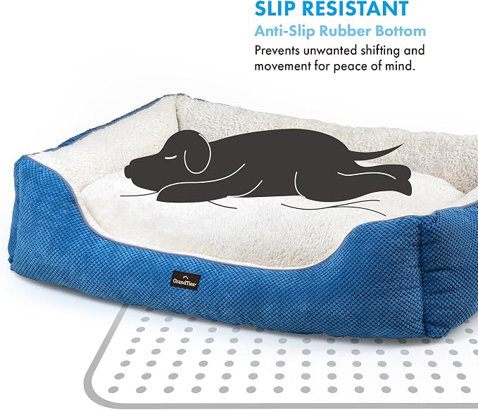 GRANDTIES Fluffy Dog Beds for Small Medium Large Dogs & Cats, Machine Washable Dog Bed, Rectangle Breathable Soft Calming Sleeping Warming Pet Beds with Waterproof & Non-Slip Bottom (XL 40", Azure) - Image 5