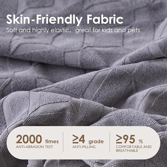 Genina Waterproof Couch Cushion Covers for Sectional Sofa L Shape Cover | Non Slip,Stretch Jacquard Fabric,Pet Hair & Scratch Protection,Easy Installation,Furniture Protector,2 Seater+1 Chaise - Image 3