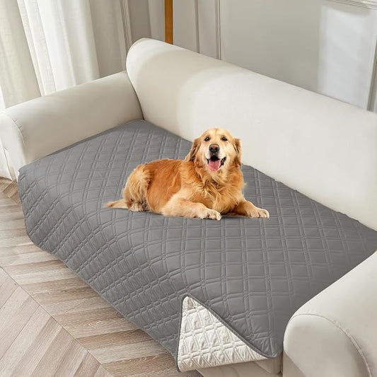Genina Waterproof Couch Cover, Washable Anti-Slip 51 inch Loveseat Sofa Covers with 2 Cushions, Sectional Couch Covers for Pets Friendly, Sofa Slipcovers for Dogs Cats, (51inch/Light Grey) by Genina
