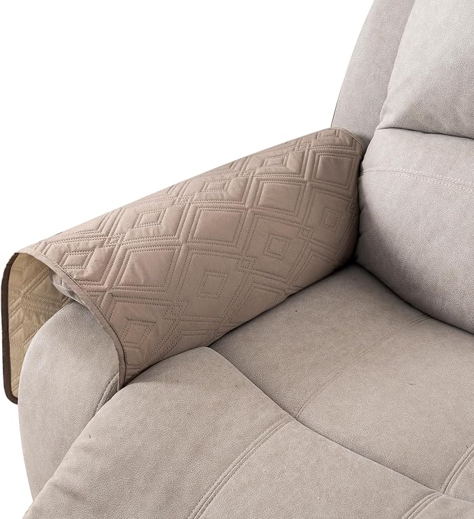 Genina 100% Waterproof Couch Arm Covers Set of 2, Armrest Covers for Sofa Couch Armchair, Anti-Slip Sofa Arm Cover Protectors Armchair Slipcovers for Pets Dogs (Taupe) by Genina