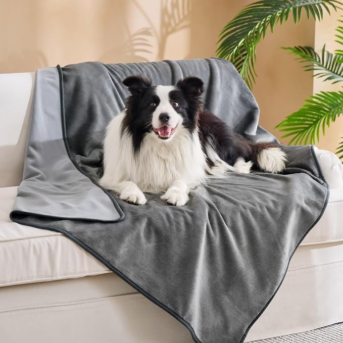 Bedsure Waterproof Blanket Soft Flannel Fleece Couch Cover,50x60 Grey | Dog Blankets for Large Senior Dogs，Washable Throw for Pet Cat Leakproof,Furniture Protector for Travel Camping by Unknown