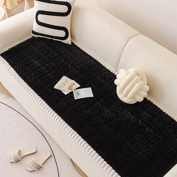 VClife Soft Fuzzy Couch Cover for Dog, Modern Black Couch Cover, Non-Slip Pet Friendly Sofa Cover Multi-Functional Furniture Protector, Washable Pet Bed Mat for Couch, 27.6" x 70.9" | Soft Thick Couch Covers for 3 Cushion Couch Sofa Pet Friendly, Scrat... - Image 8