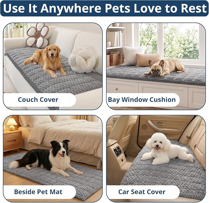 OstepDecor Couch Cover for Dogs, Washable Non Slip Sofa Cover for Pets, Soft Couch Covers for Sofa, Loveseat and Sectional, Furniture Protector Against Pet Hair & Scratches (27.6" x 82.7", Grey) - Image 2