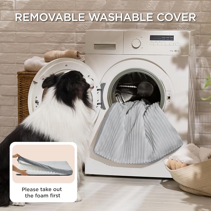 Bedsure ComfyFleece XL Dog Bed for Crate with Washable Cover, 41x27 | Orthopedic Egg Crate Foam Pet Mat,Removable Cover, Nonslip Bottom,Not Waterproof,Not Chewproof,For Extra Large Breeds ≤70lbs - Image 5