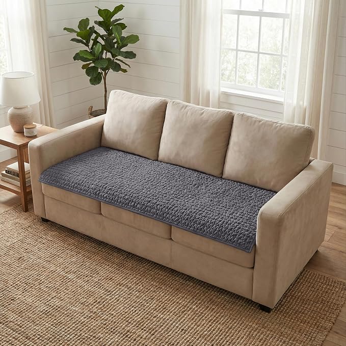 PAULATO BY GA.I.CO. Waterproof Blanket – 24x67” Changing Absorbent Pad for Incontinence – Machine Washable Stain-Resistant Protector for Couch Sofa or Bed – Reusable Waterproof Cover - Dark Grey - Image 2