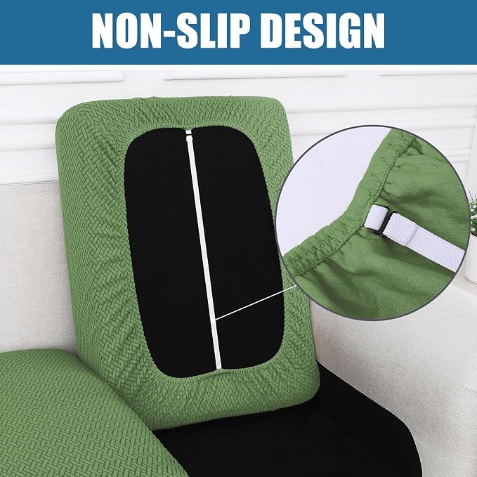 Smiry Waterproof Couch Cushion Covers, Non Slip Seat Cushion Covers | Stretch Jacquard Sectional Sofa Slipcover, Washable Elastic Furniture Protector for Pets, Kid, 3 Pieces, Grass Green - Image 3