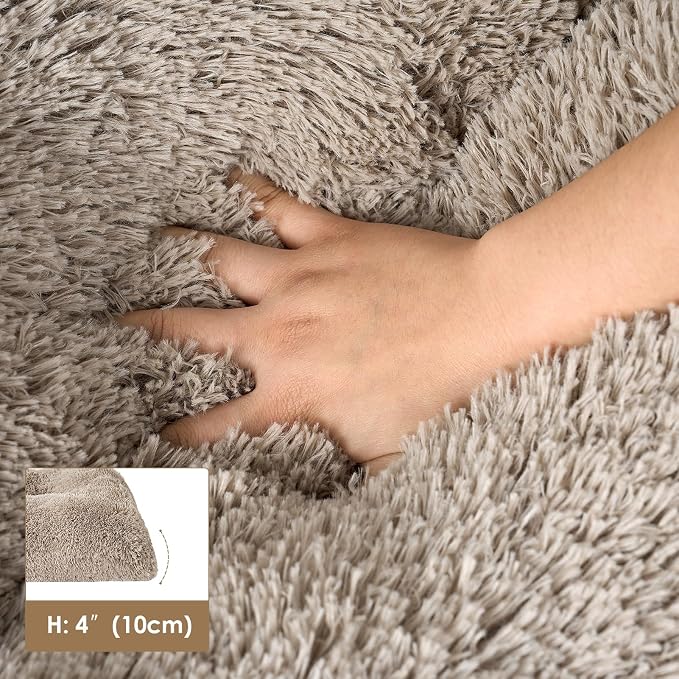 EHEYCIGA Fluffy Dog Crate Bed for Small Dogs, Plush Crate Pad, Taupe | Calming Anti Anxiety Small Dog Bed, Washable Soft Warm Faux Fur Crate Mat with Non-Slip Bottom - Image 5