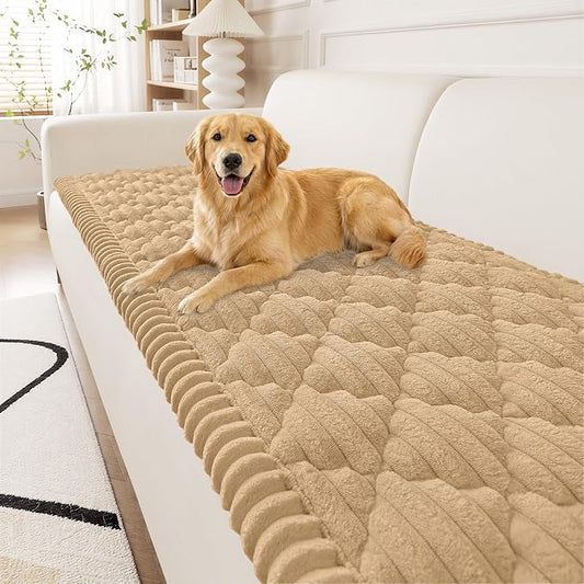 Smiry Couch Cover for Dogs Washable, Non Slip Fuzzy Pet Sofa Protector | Soft Thick Furniture Cover for Sofa, Loveseat and Sectional, Scratch & Pet Hair Resistant (Camel, 27.6" x 70.9") by Smiry