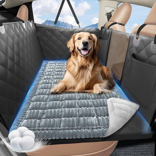 Dog Bed for Car Back Seat, Non-Slip Backseat Pet Mat Standard, 51''X23.5'' | Soft Blanket for Travel, Plaid Flannel, Quilted PP Cotton Filling, Non-Slip Backing, Machine Washable, Fit Backseat Extenders by ROUWINNE