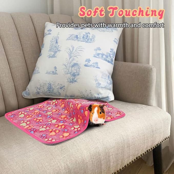 YUEPET Waterproof Guinea Pig Blankets Washable 3 Pack Small Animal Fleece Cage Liners Pet Soft Sleep Mat Pad Cover Warm Flannel Throw for Hamster Guinea Pig Rabbit Chinchilla Hedgehog Ferret 23"×16" - Image 5