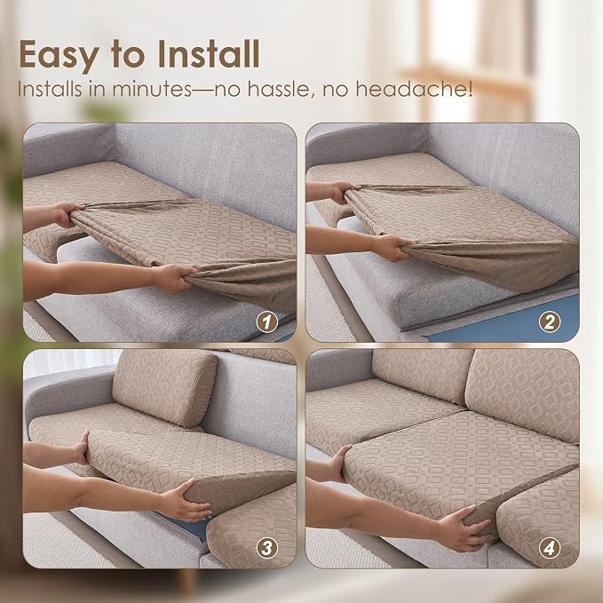 Genina Waterproof Couch Cushion Covers for Pets Washable Sofa Seat Covers | Non Slip,Stretch Jacquard Fabric,Pet Hair & Scratch Protection,Easy Installation,Furniture Protector,Back Cover - Image 6