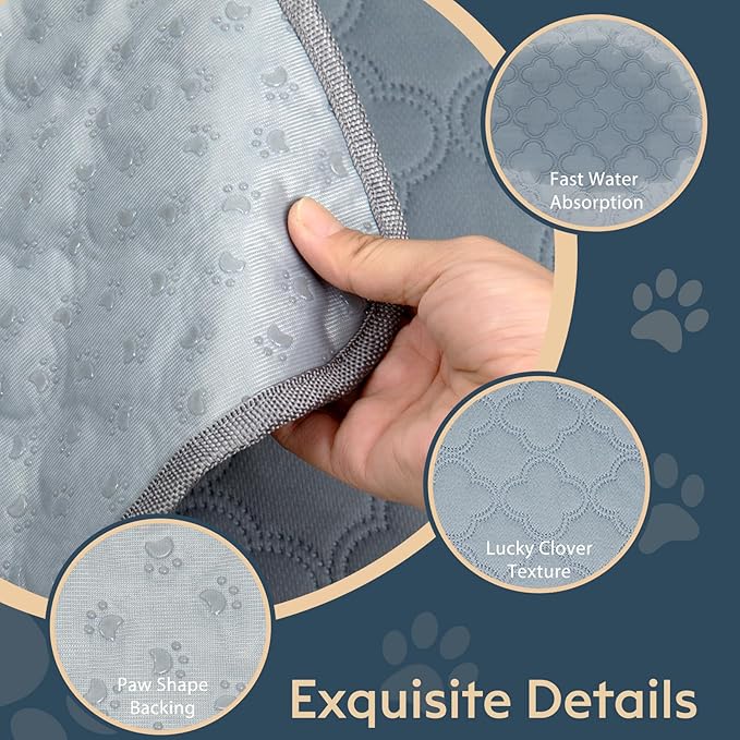 FunFurry Washable Guinea Pig Cage Liner - 4 Pack Reusable Washable Pee Pads，Waterproof Guinea Pig Bedding for Small Animal - Rabbit Bunny Hamster Puppy (Light Grey, 24" X 47" - 4 Pack) - Image 5