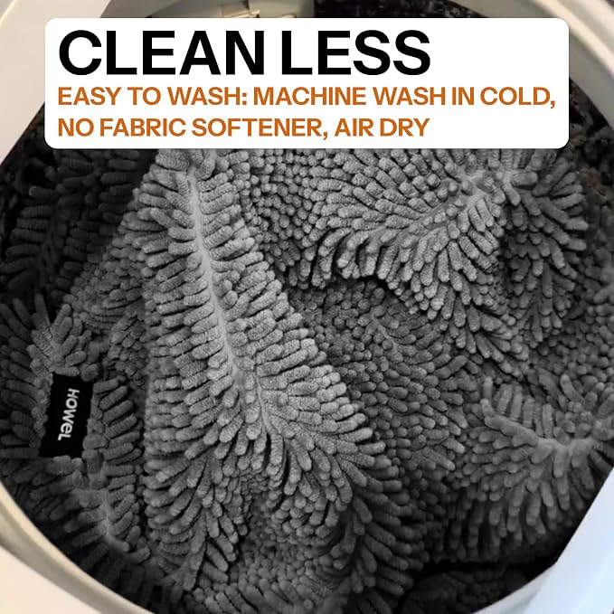 Throw Down Towel for Drying Dogs, 43" x 35", Ultra Absorbent Microfiber, Quick-Drying, Double-Sided Suede Chenille, Machine Washable, Soaks Over 2L, Grey Dog Bath Mat Towel - Image 8