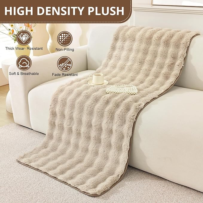 OstepDecor Faux Fur Couch Covers for Sofa, Soft Plush Sofa Covers Washable | Non Slip Dog Couch Protector, Pet Hair, Dirt & Wear Protection, Fits Sofas, Loveseats & Sectionals, 35.4" x 82.7", Khaki - Image 6