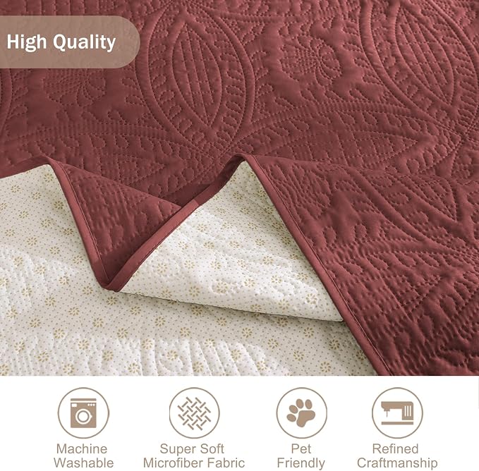 Red Loveseat Covers for 2 Cushion Couch, Water-Repellent Covers for Love Seat Sofa, Machine Washable Quilted Couch Covers, Pet Friendly Sofa Slipcovers (Loveseat 48", Red) - Image 6