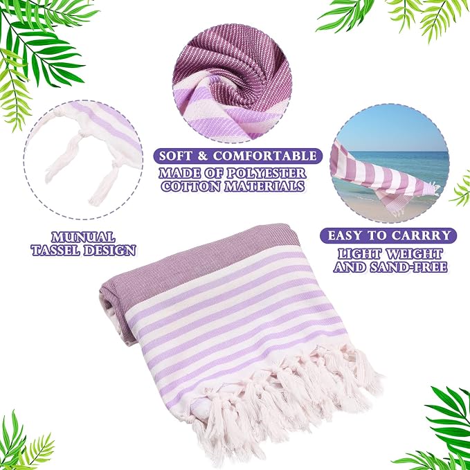 Macarrie 16 Pieces Turkish Beach Towels 39 x 71 Inch Large Pool Towels Quick Dry Sand Free Absorbent Cotton Travel Washrag for Bath Hotel Beach (Bright Color) - Image 5