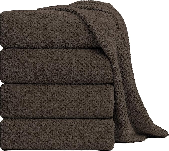 Smuge Extra Large Bath Towel Sheet Set 35x70 Inches - Oversized Bath Towels Set,Large Microfiber - Quick Dry,Lightweight,Super Soft,Highly Absorbent Towel Set for Bathroom,Pack of 4(Seal Brown) by Smuge